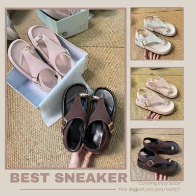 Dép Sandal Da Lộn, Dép Kẹp Đính Khoá Kim Loại N69