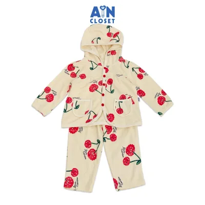 Bộ quần áo dài có nón bé gái họa tiết quả Mâm Xôi đỏ thun da cá - AICDBGNXNDLR - AIN Closet