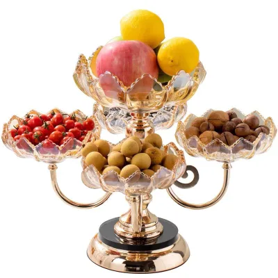 Khay Mứt Tết, khay đựng bánh kẹo, hoa quả, đồ ăn vặt. Khay mứt 5 cánh sen xoay 360 độ sang trong cao cấp Thiên Phúc