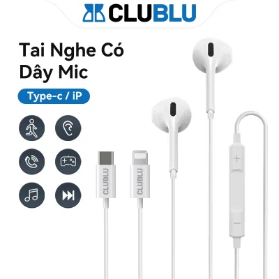 CLUBLU- Tai Nghe Có Dây Light Cho 7-14 Nhét Tai Âm Bass Hai Tai Stereo Phụ Kiện Điện Thoại