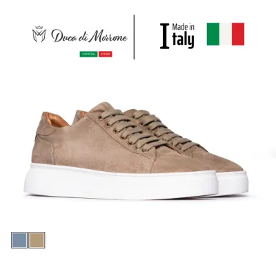 Giày Thể Thao Sneakers Nam Da Lộn Màu Be - Duca di Morrone - Nhập Khẩu Chính Hãng Từ Ý_FABRIZIO