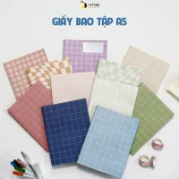 Giấy bao tập A5 CARO STHM Set 8 tờ, tặng kèm 8 nhãn vở - STHM - KHÔNG dành cho tập B5 học sinh miền Bắc và tập sinh viên