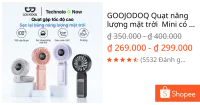 GOOJODOQ Quạt năng lượng mặt trời Mini có thể gập lại 3600 mAh Turbo Jet có thể sạc lại cầm tay Gió mạnh GFS014
