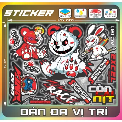 Combo Decal Dán Xe,Sticker Dán Xe Dán Xe Moto Xe Máy, Xe Đạp Điện, Tủ Lạnh,Láp Tóp,Mũ Bảo Hiểm..Dán Đa Vị Trí