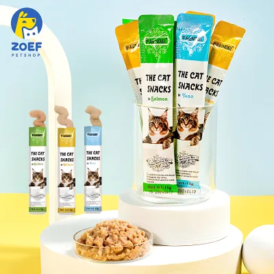 ZOEF Thức ăn nhẹ cho thú cưng thanh dinh dưỡng cho mèo gói thức ăn ướt 15g HHMPS0160
