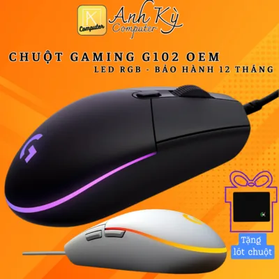 Chuột 𝙇𝙤𝙜𝙞𝙩𝙚𝙘𝙝 G102 OEM chơi game có dây, chuột Laptop PC 8000 DPI có Led RGB BH 3 tháng 1 đổi 1