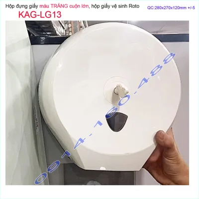 Hộp đựng giấy cuộn lớn KAG-LG13 màu trắng hộp giấy vệ sinh Roto nhựa trắng tinh sử dụng tốt không lo gỉ séc