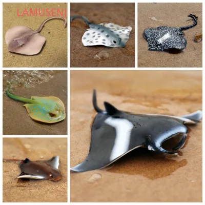 Mô hình LAMUSENJ Manta Ray, Mô phỏng nhân vật động vật đại dương thu nhỏ, Mô hình cá cảnh DIY Nhận thức sinh vật biển Bộ sưu tập các bức tượng hành động