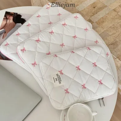 Tay áo máy tính xách tay ELLIJAM Nơ, Tay áo máy tính bảng chất liệu mềm nhẹ, Thiết kế dễ thương thời trang Thắt nơ chi tiết Túi máy tính chống sốc đa kích thước cho máy tính xách tay