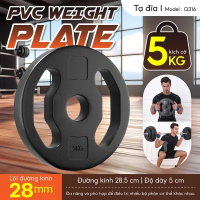 Bánh Tạ Nhựa Đặc Ruột - Tạ Miếng Nhựa Q316-5KG/10KG phù hợp tập gym, thể lực