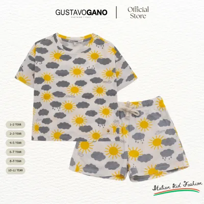 Short-Sleeved T-Shirt and Shorts Set for Boys Gustavo Gano - Juny - Sky