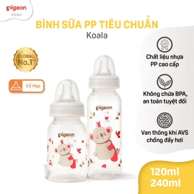 Bình sữa Pigeon cổ hẹp cho bé sơ sinh 120ml/240ml núm ti siêu mềm và đàn hồi chính hãng