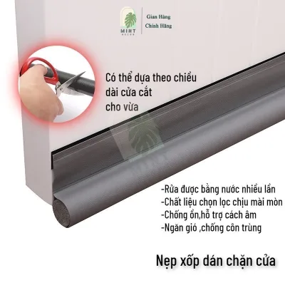 Thanh Nẹp Mút Xốp Vỏ Da MINT DECOR 96cm, Gia Dụng Đa Năng Chặn Gió Mùa, Giảm Ồn Hiệu Quả