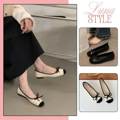 Giày Búp Bê Nữ Nơ Vá Mũi Vintage Hàn Quốc – Giày Nữ Đế Bằng Nhẹ Êm, Thoải Mái Đi Học, Công Sở || N07