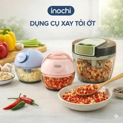 Dụng cụ xay tỏi ớt Yoko (Yoko Pull Chopper) - Phù hợp sử dụng như tỏi xay, gừng xay, Xay Thịt...