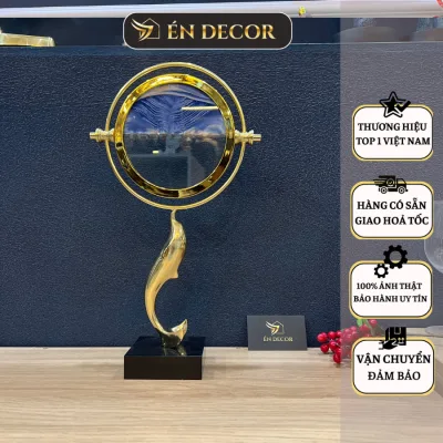 Decor Phòng Khách Hiện Đại Cá Heo May Mắn ÉN DECOR Đồng Hồ Cát Trang Trí Nhà Cửa Phòng Làm Việc Quà Tặng Ý Nghĩa