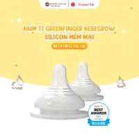 Núm ti Greenfinger Bebegrow Hàn Quốc mềm mại 2 van thoát khí bé bú bình sữa thoải mái SS/S/M/L/LL/3L