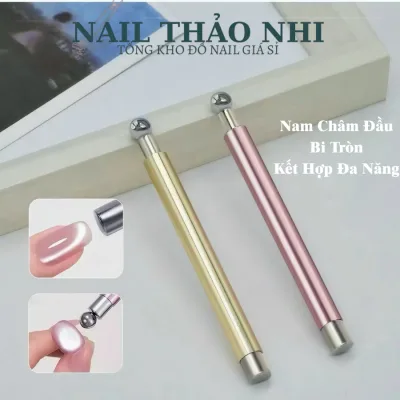 Thanh nam châm 2 đầu kim loại mix bi, lực hút siêu mạnh đẩy mắt mèo nghệ thuật làm móng cho thợ nail