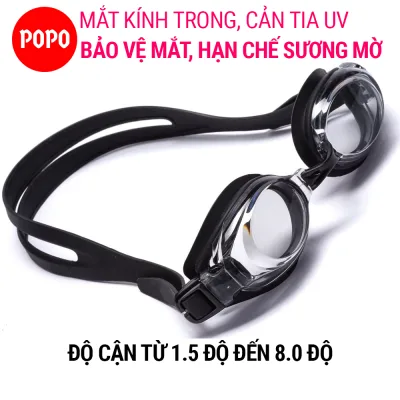 Kính bơi cận mắt kính trong POPO 5100BLACK kiếng bơi có độ cận 1.5 đến 8.0 độ kiếng bơi chống UV, thiết kế nhỏ gọn cho người lớn, trẻ em trên 8 tuổi