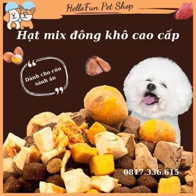 Hạt mix cao cấp cho cún trộn thịt bò, gà, tôm, cá, lòng đỏ trứng, rau củ quả - Thức ăn hạt cho chó kén ăn