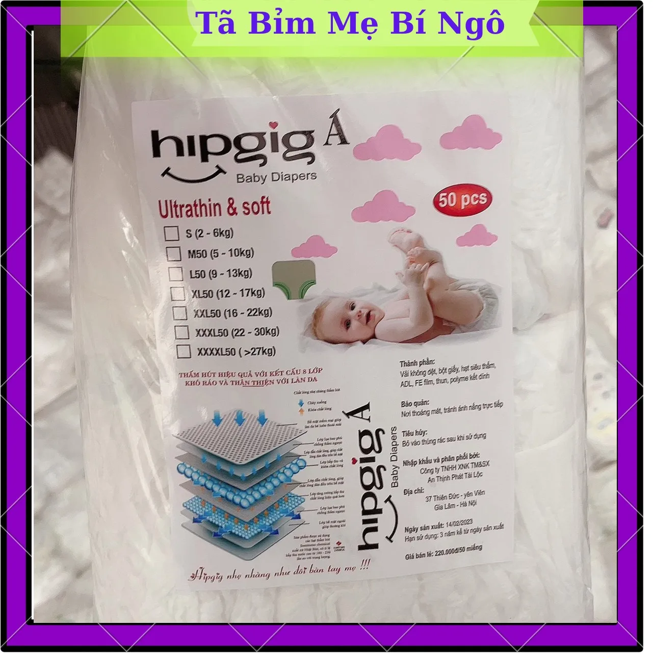 [ CHỈ ĐI ĐƠN SỐ LƯỢNG 1]Bỉm dán/quần hipgig a 100 miếng, hàng xuất Nhật, công nghệ hạt sáp chống sệ bỉm, thấm hút tốt, mẫu mã đa dạng.