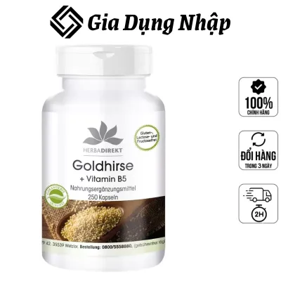 Gold Millet Capsules - with Vitamin B5, Vegan, Hair Nail Skin Capsules, 250 Capsules, HERBADIREKT by Warnke vital substances