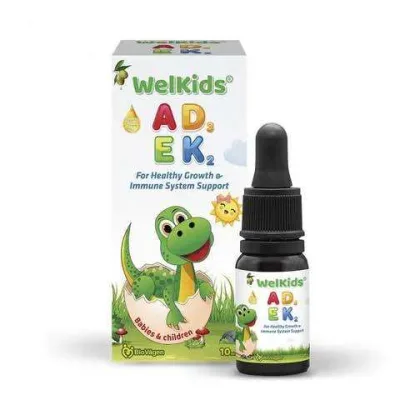 WelKids ADEK tinh khiết bổ sung vitamin D3, K2 và A,E tan trong dầu olive hữu cơ tăng chiều cao cho bé dung tích 10ml
