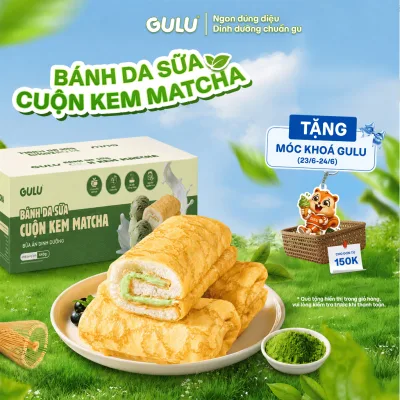 Bánh Cuộn Matcha Thơm Hương Sữa Trà Xanh Bánh Dinh Dưỡng Ăn Vặt GULUFOODS