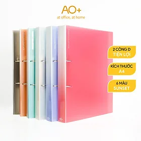 Bìa file còng A4 Sunset đựng tài liệu AO+, bìa nhựa PP 2 còng nhẫn D chắc chắn (3.5cm/5cm) SB211/SB212