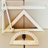 Bộ thước gỗ tự nhiên dùng giảng dạy tiêu chuẩn, thước gỗ giáo viên các loại dụng cụ vẽ và đo lường