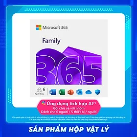 Phần mềm Microsoft 365 Family | 12 tháng | Dành cho tối đa 6 người | 5 thiết bị/tài khoản| Word, Excel, PowerPoint | 1TB OneDrive