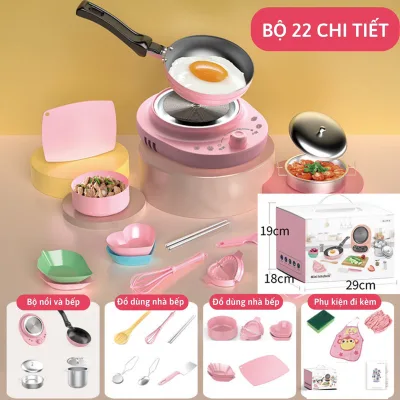 Đồ chơi nhà bếp bộ đồ dùng nấu ăn thật kèm nhiều phụ kiện cho bé giúp bé tự nấu được các món đồ ăn bé yêu thích