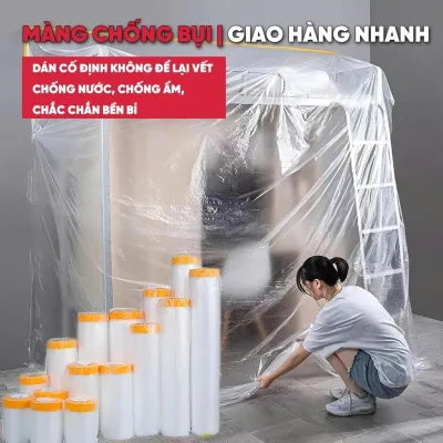 Màng Nilon Che Bụi, Băng Keo Nilon Che Sơn Siêu Dai Khó Rách, Bọc Bảo Vệ Đồ Nội Thất Ký Túc Xá, Nhà Ở15