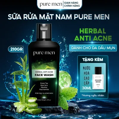 Sữa Rửa Mặt Nam Pure Men 210g – Hỗ trợ Giảm Mụn, Kiềm Dầu, Sáng Da, Cấp Ẩm-Da Dầu Mụn,Da Khô,Da Nhạy Cảm,Mọi Loại Da