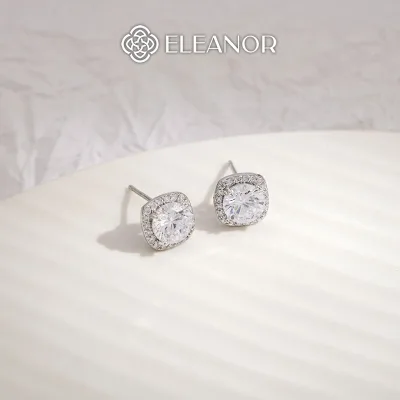 Bông tai nữ chuôi bạc 925 Eleanor Accessories hình học đính đá phụ kiện trang sức khuyên tai 3938