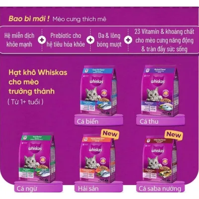 Thức Ăn Hạt Cho Mèo Whiskas 1.1kg,1,2kg thức ăn cho mèo lớn và mèo nhỏ đủ vị