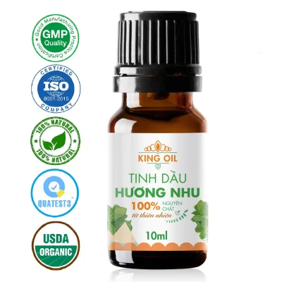 Tinh dầu Hương Nhu nguyên chất Organic từ thiên nhiên, thơm phòng, xông phòng, thư giản, đuổi muỗi, chăm sóc tóc - KingOil