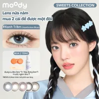 Kính áp tròng moody 6 tháng màu Xanh Trầm, phong cách ngọt ngào trong trẻo, độ cận 0-7, giãn tròng 14.0 - 14.5mm