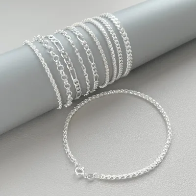 S925 Vòng Tay Bạc Cho Nữ / Nam Cặp Đôi Unisex Đơn Giản Dây Xích Thời Trang Vòng Tay Trang Sức Quà Tặng Đám Cưới