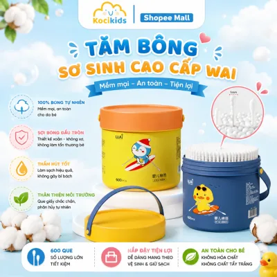 Tăm bông sơ sinh cao cấp WAI tiện lợi cho bé hộp 200 và 600 que