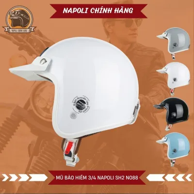 Mũ Bảo Hiểm 3/4 Napoli N099 SH2 - CHÍNH HÃNG - FREESHIP - BẢO HÀNH 12 THÁNG - Nón Bảo Hiểm Napoli SH2 - Đủ màu - Viền Nhựa - Có Vành Nón Lưỡi Trai