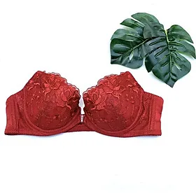 Áo ngực mỏng thêu hoa cài trước có gọng