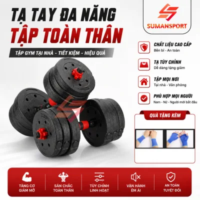 Bộ tạ tập gym đa năng Loại 1 cao cấp lắp ghép tạ 10kg - 20kg -30kg -40kg tập vai - tay - ngực