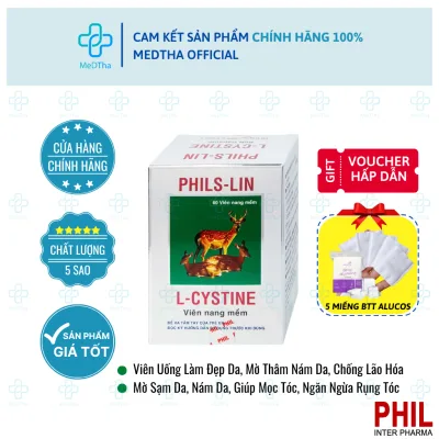 L-Cystine Phils Lin - Viên Uống Đẹp Da, Dưỡng Da, Nám Tàn Nhang, Chống Lão Hoá, Rụng Tóc (Hộp 60 Viên)