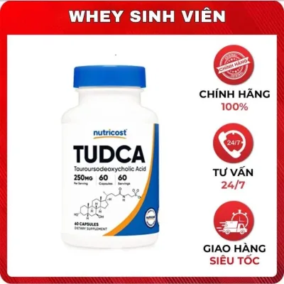 TUDCA Thực Phẩm Bổ Sung Hỗ Trợ TĂNG CƯỜNG CHỨC NĂNG GAN Nutricost Tudca 250mg 60 Viên tại Whey Sinh Viên