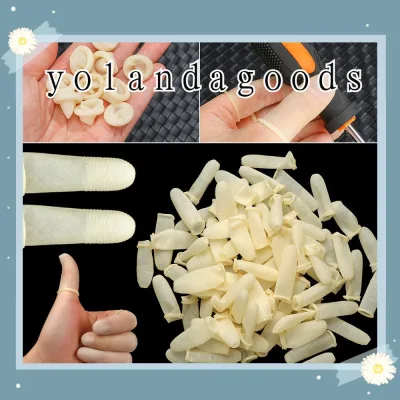 ☆Yola☆ 100 Chiếc Chống Trơn Trượt Ngón Tay Che Móng Tay Nghệ Thuật Dụng Cụ Găng Tay Cao Su Ngón Tay Trắng Cots Có Thể Tái Sử Dụng