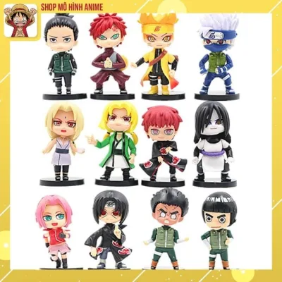 Mô Hình 12 Nhân Vật Naruto, Sakura, Sasuke, Kakashi Orochimaru, Mô HÌnh Chibi Cao 9cm, Bộ Sưu Tập Nhân Vật