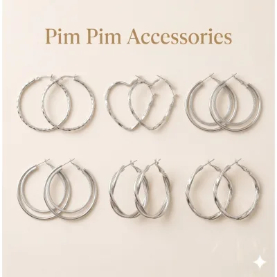 Bông Tai Khoen Tròn Pim Pim Accessories - Khuyên Tai Nữ Mạ Bạc Thiết Kế Tinh Tế Thời Trang Hàn Quốc