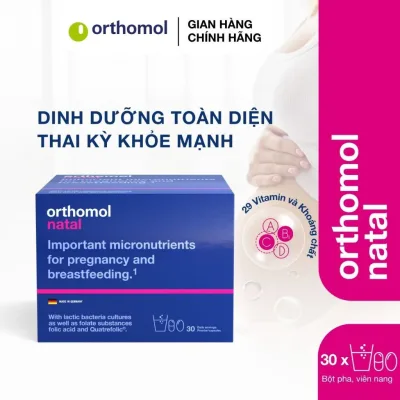 Orthomol Natal - 29 vitamin & khoáng chất. Bổ bầu dạng bột pha kèm viên uống