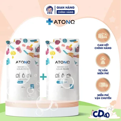 Combo 2 nước rửa bình sữa thuần chay Atono2 Hàn Quốc, nước rửa bình, chén bát, rau củ quả cho bé